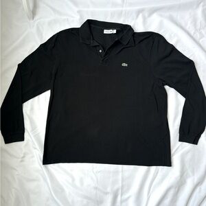 Black Men’s Classic Fit Long-Sleeve Polo Shirt Size 4XL